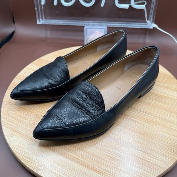 EVERLANE Flat Loafer Pointed Toe Italian Leather Shoes Black US Sz 6 - Picture 5 of 12